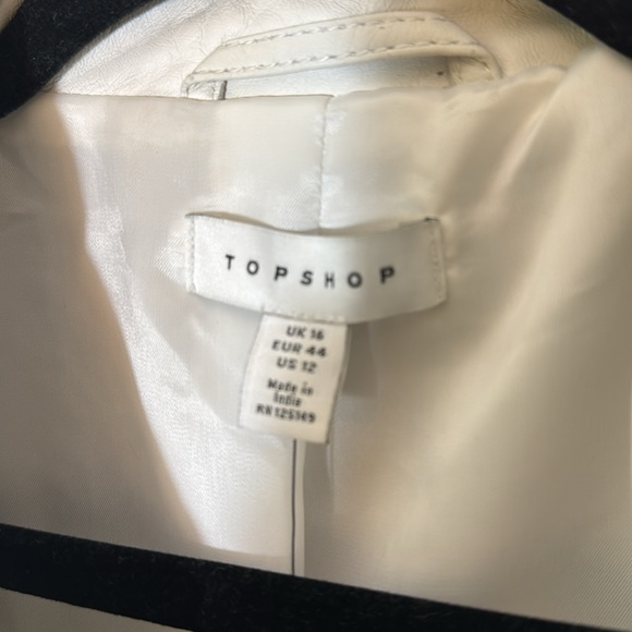 Topshop Roy fringed white leather jacket US size 12 - Picture 8 of 16